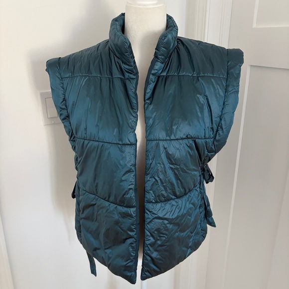 Pilcro Jackets & Blazers - Pilcro Anthropologie Tie Side Quilted Puffer Vest OS Boho Oversized Teal*Z9